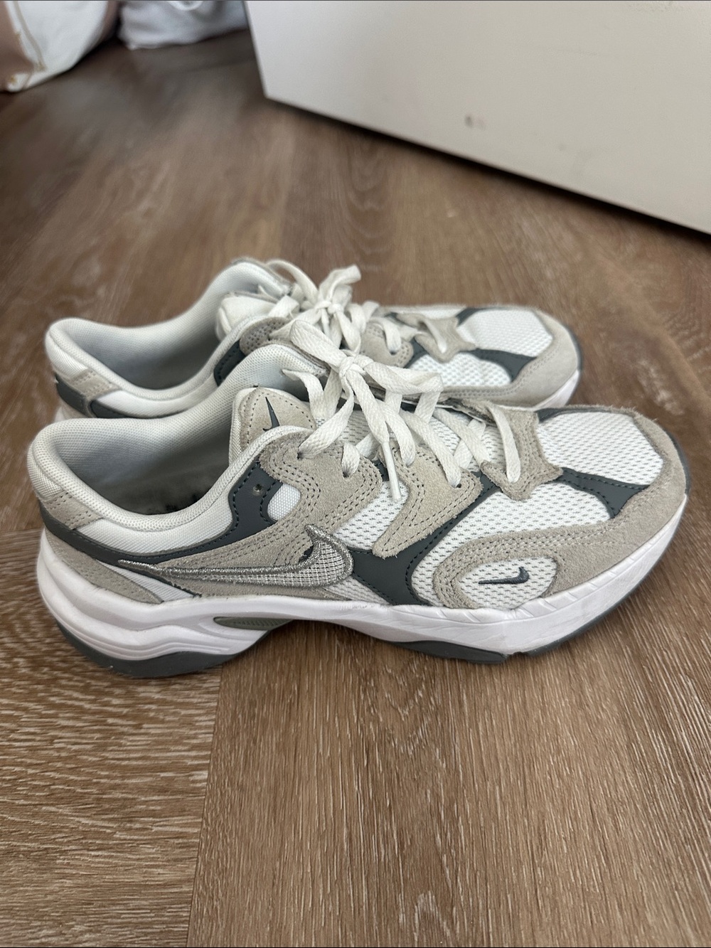Nike White and Gray Athletic Sneakers